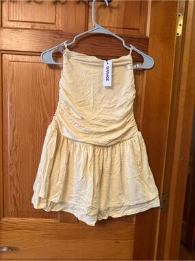 Garage Strapless Cream Yellow Skort Romper